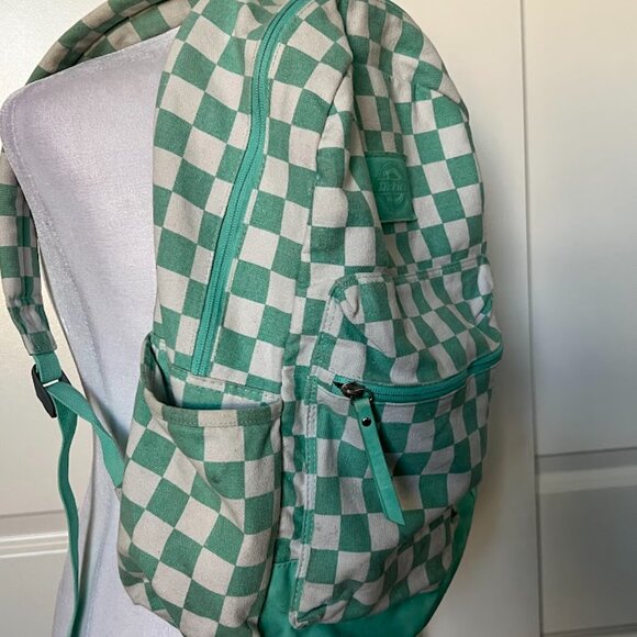Dickies Blue Green Colton Canvas Checkered Backpack Bookbag - Picture 5 of 16